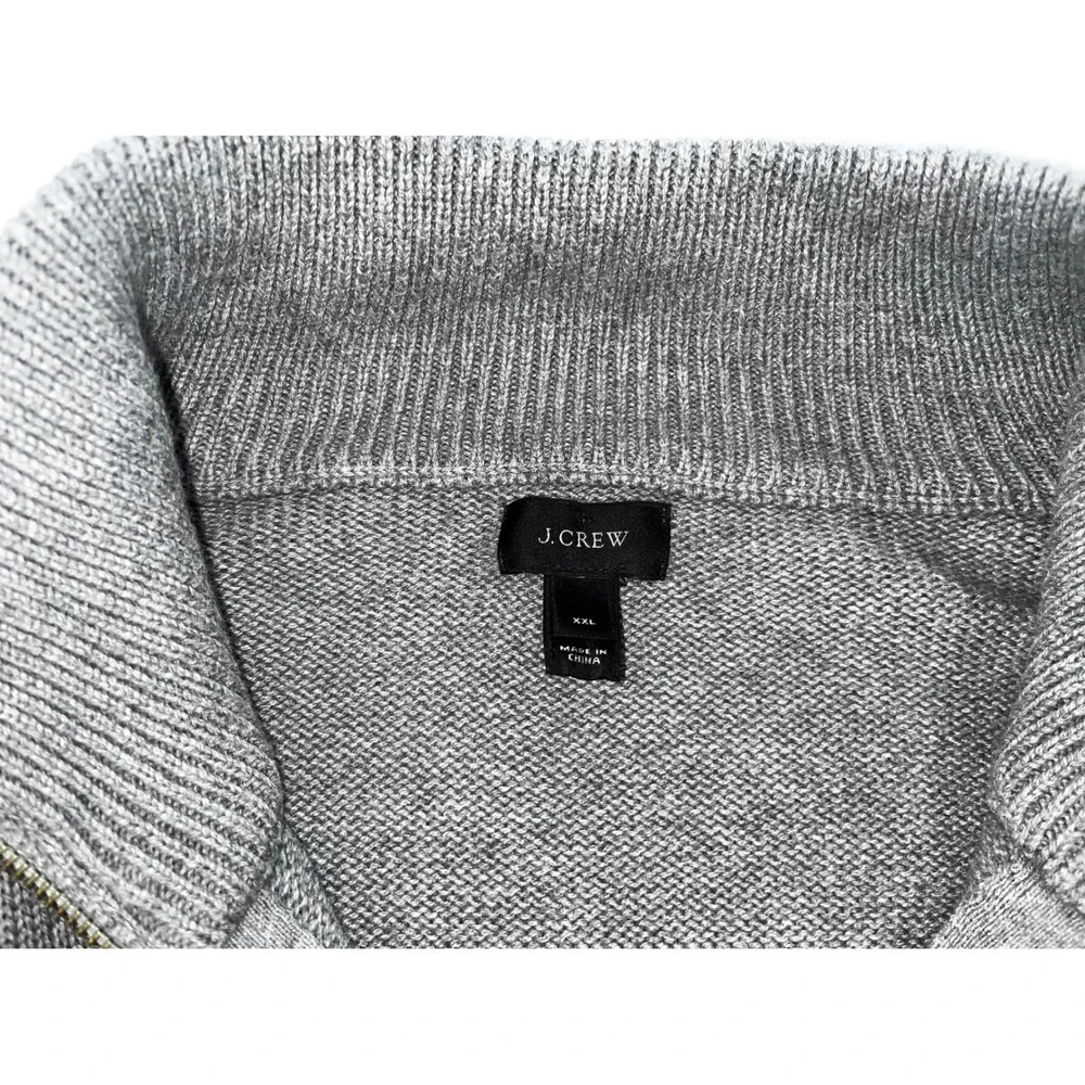 J Crew Men's XXL‎ Quarter Zip Sweater Gray Cotton Cashmere Blend